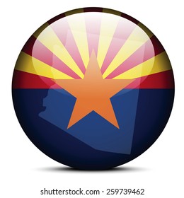 Map on flag button of USA Arizona State 