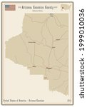 Map on an old playing card of Coconico county in Arizona, USA.