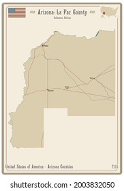 Karte auf einer alten Spielkarte von La Paz County in Arizona, USA.