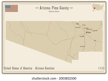 Mapa de una vieja carta de juego del condado de Pima en Arizona, EEUU.