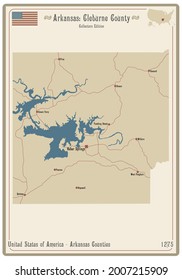 Mapa de una antigua carta de juego del condado de Cleburne en Arkansas, EEUU.