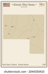 Mapa de una vieja carta de juego del condado Elbert en Colorado, EEUU.
