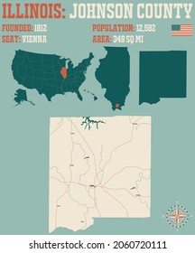 Mapa de una vieja carta de juego del condado Johnson en Illinois, EEUU.