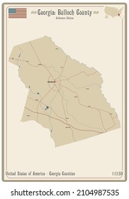 Mapa de una vieja carta de juego del condado de Bulloch en Georgia, EEUU.