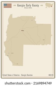 Mapa de una vieja carta de juego de Early County en Georgia, EEUU.