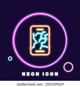 Map on the phone line icon. Navigator, app, application, online, location, destination, lay out a route, travel, journey. Geolocation concept. Neon glow. Vector line icon for Business and Advertising.