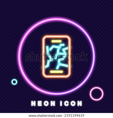 Map on the phone line icon. Navigator, app, application, online, location, destination, lay out a route, travel, journey. Geolocation concept. Neon glow. Vector line icon for Business and Advertising.