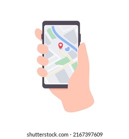 Map on the phone for navigation. sender to receiver