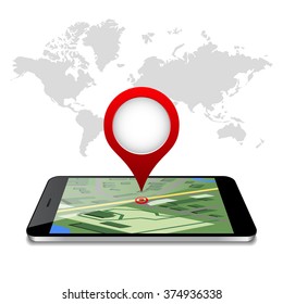 map on phone screen GPS navigations car course and destination, distance, driving, find locations app concept. vector illustrations
