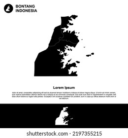 A map of one of the provinces or city in Indonesia, bontang in east kalimantan one of the big cities in Indonesia, simple illustration in black and white