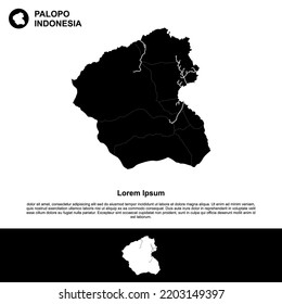 A map of one of the provinces or city in Indonesia, palopo in south sulawesi. one of the big cities in Indonesia, simple illustration in black and white