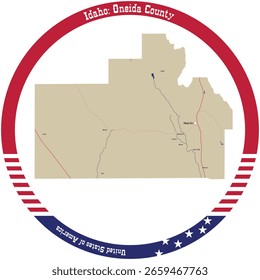 Map of Oneida County in Idaho, USA arranged in a circle.