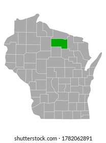 Map of Oneida in Wisconsin on white