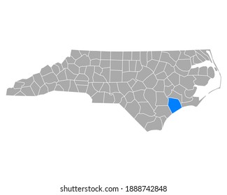 Mapa de Onslow en Carolina del Norte en blanco