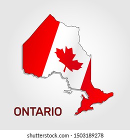 Map of Ontario combined with Canada flag - Vector