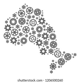 Map of Ontario Province designed with gray wheel symbols. Vector abstract collage of map of Ontario Province with technical symbols. Engineering flat design for factory purposes.