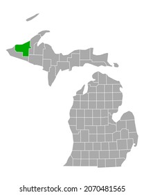 Map of Ontonagon in Michigan on white