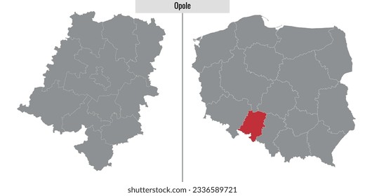 map of Opole voivodship province of Poland and location on Polish map