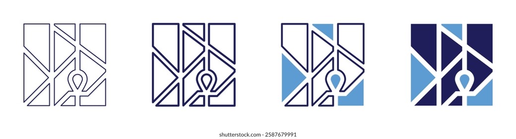 Map options icon in 4 different styles. Thin Line, Line, Bold Line, Duotone. Duotone style. Editable stroke.