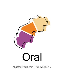 Map of Oral illustration design template, Map have all province and mark the capital city of Kazakhstan, suitable for your company