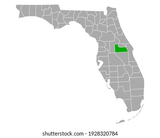 Map of Orange in Florida on white