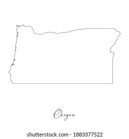 Map of  Oregon. Border of Oregon and handwritten name of the state. Minimalist map. This vector map is appropriate for digital editing and prints of all sizes.