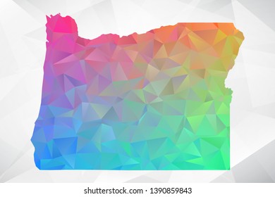 Map of Oregon. Colorful Geometric Rumpled Triangular , Polygonal Design For Your . Vector illustration eps 10.