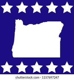 map of Oregon on the American flag