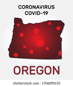Karte des Oregon-Zustands und der Coronavirus-Infektion.