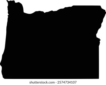 Map of Oregon United States with silhouette style