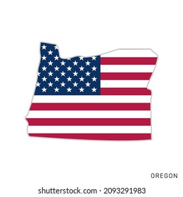 Map of Oregon with USA flag vector illustration design template.
