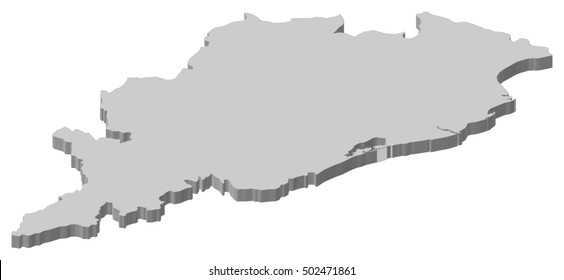 Map - Orissa (India) - 3D-Illustration