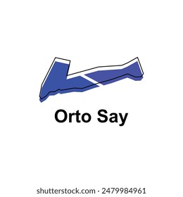 Map of Orto Say illustration design template, Map have all province and mark the capital city of Kyrgyzstan, suitable for your company