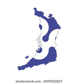 Mapa de la prefectura de Osaka con su bandera oficial aislada sobre fondo blanco. Ilustración vectorial