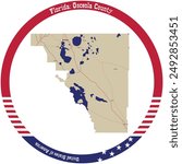 Map of Osceola County in Florida, USA arranged in a circle.