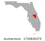 Map of Osceola in Florida on white