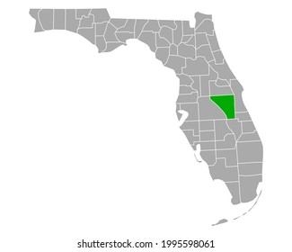 Map of Osceola in Florida on white