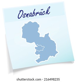 Map of Osnabrueck as sticky note in blue