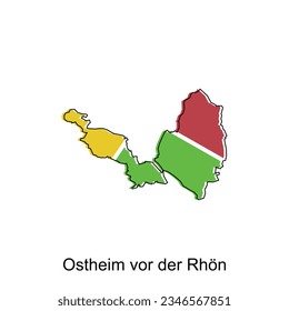 Map of Ostheim Vor Der Rhon geometric colorful illustration design template, Germany country map on white background vector