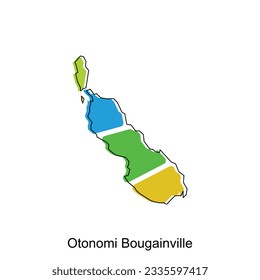 Map of Otonomi Bougainville vector design template, national borders and important cities illustration
