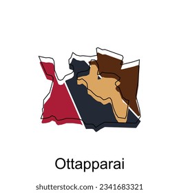 Karte von Ottapparai World Map International Vektorgrafik-Vorlage mit Umriss, grafischer Skizze einzeln auf weißem Hintergrund