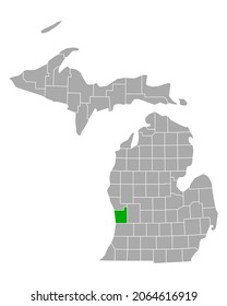 Karte von Ottawa in Michigan auf Weiß