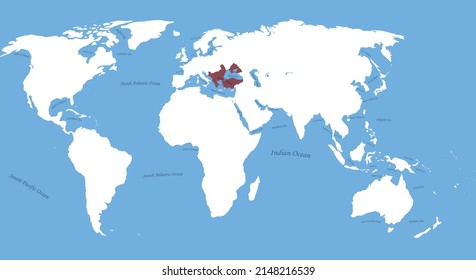 Map of Ottoman Empire Bayezid 2 the largest borders with all  world and sea,ocen names