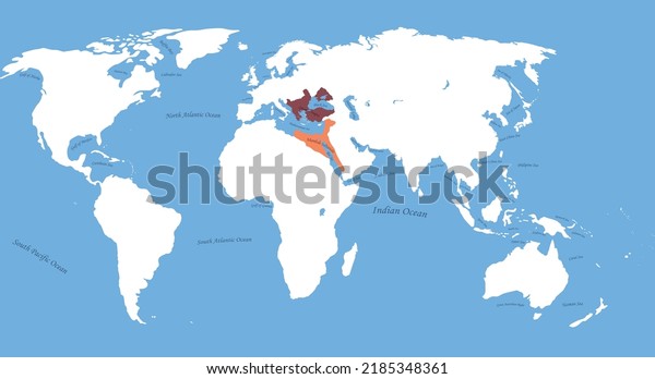 Vektor Stok Map Ottoman Empire Mamluk Sultanate Largest (Tanpa Royalti ...