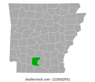 Map of Ouachita in Arkansas on white