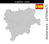 Map outline of Albacete with Spanish flag