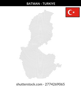 Map outline of Batman Turkey featuring notable details with