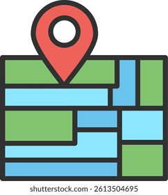 Map Outline Filled Style Icon