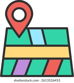 Map Outline Filled Style Icon