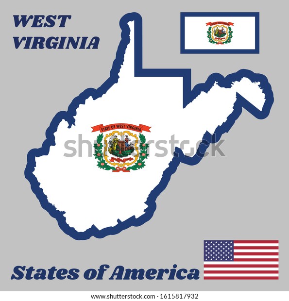 Map Outline Flag West Virginia State Stock Vector (Royalty Free) 1615817932